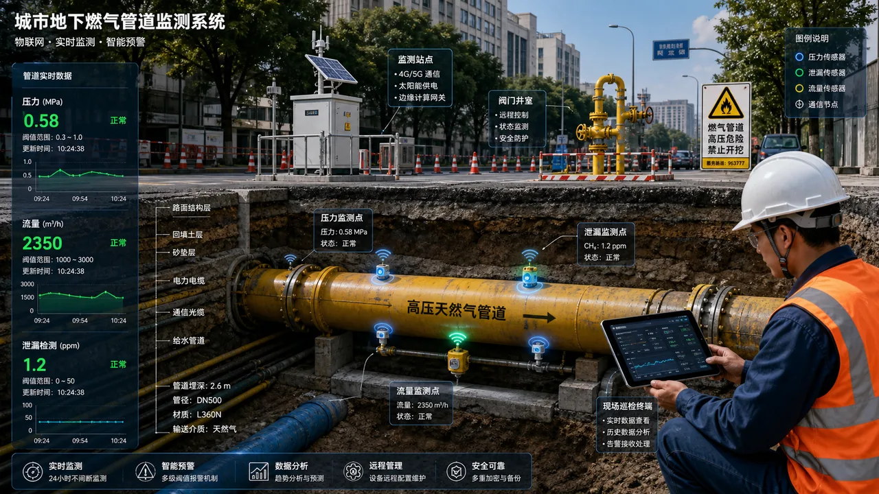 燃气管网监测示意图