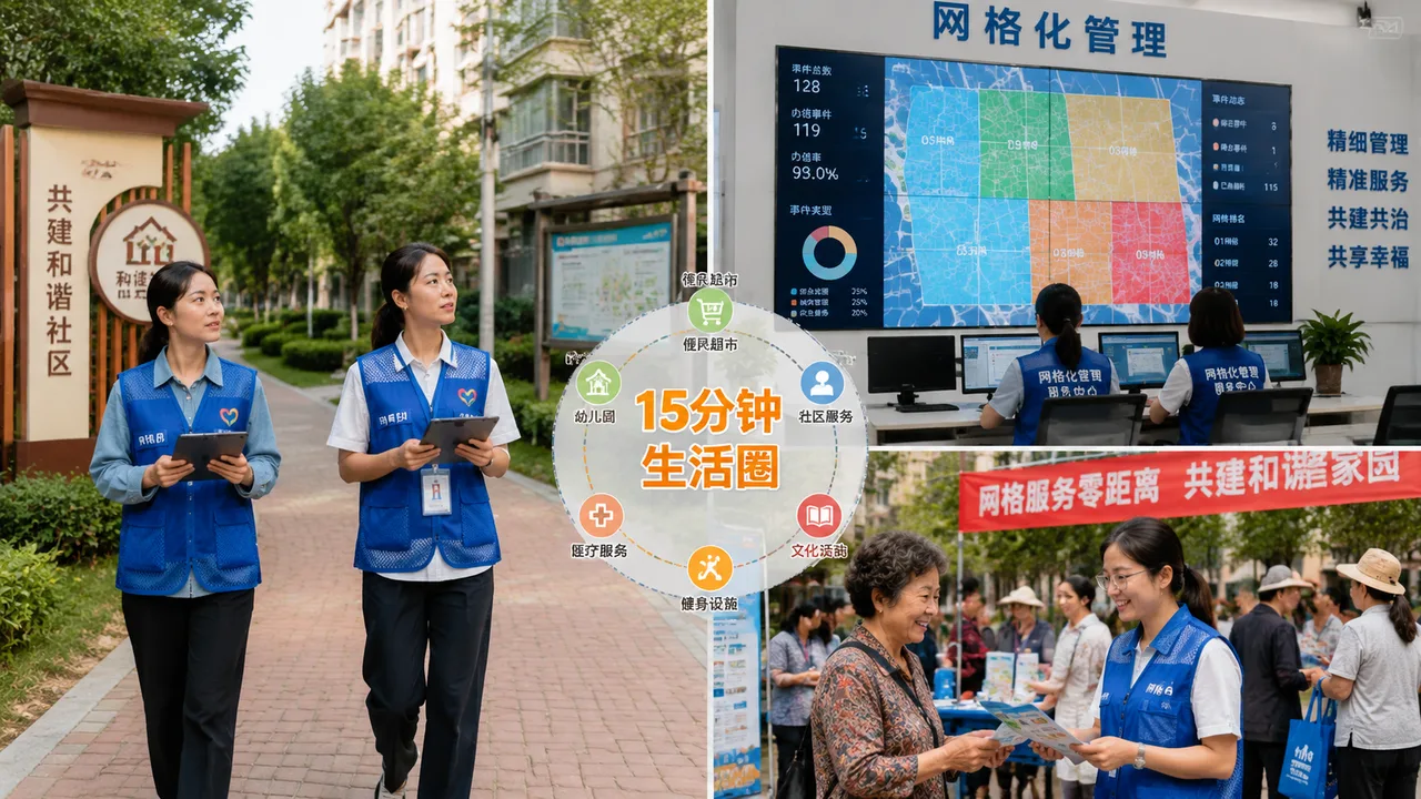 社区网格化治理示意图