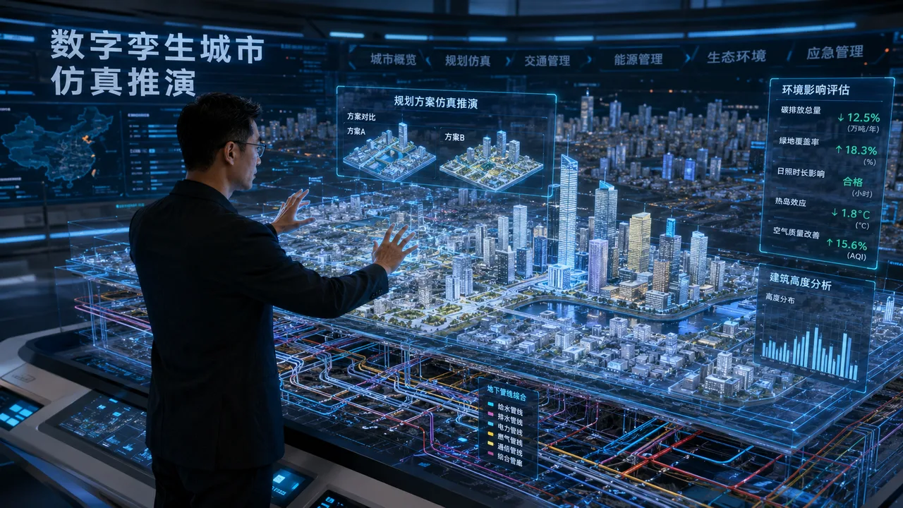 数字孪生城市管理示意图