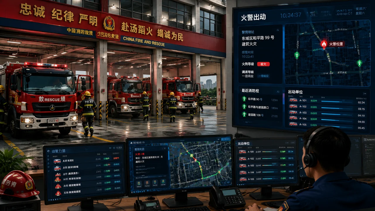 消防救援调度示意图