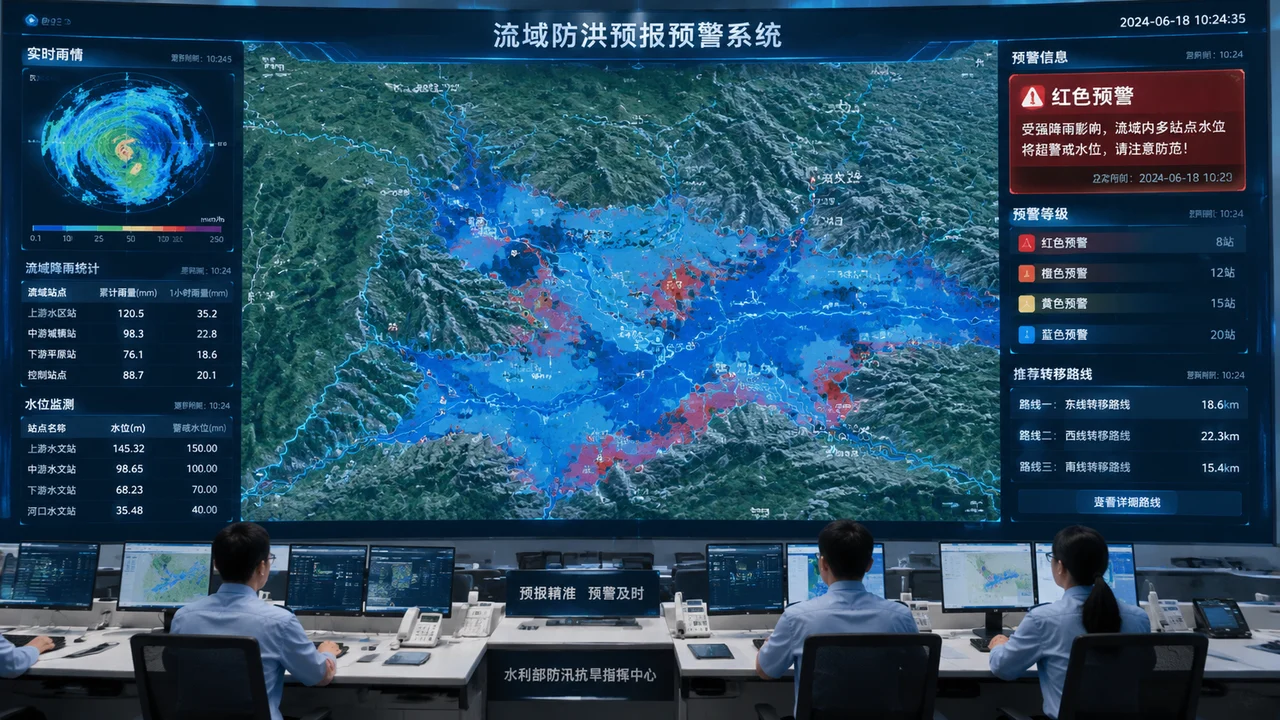 防洪预报预警示意图