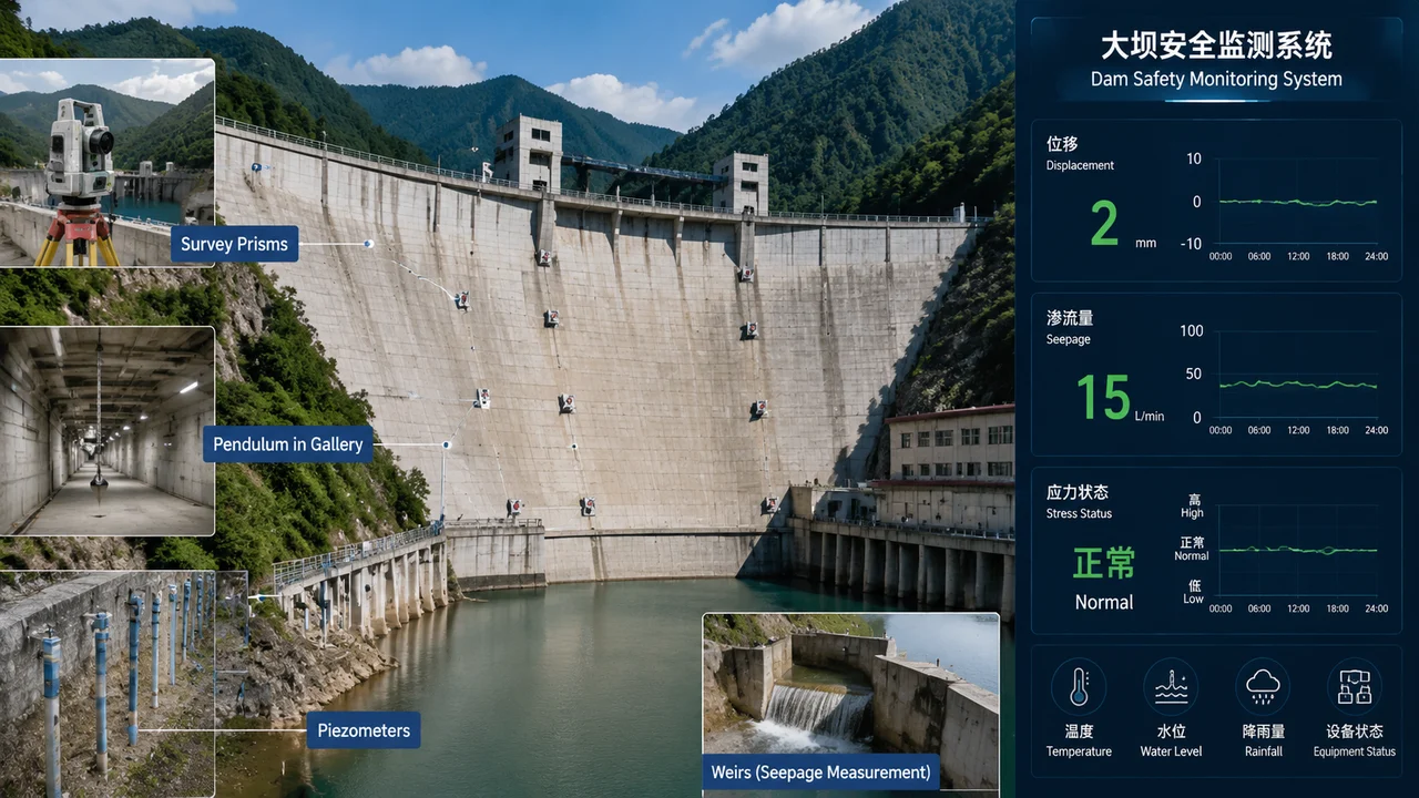 水库大坝安全监测示意图