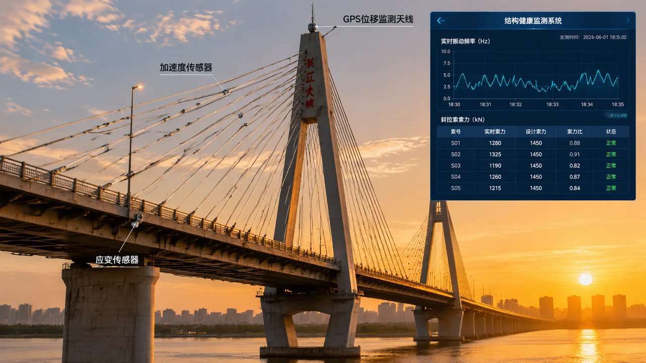 桥梁结构健康监测示意图